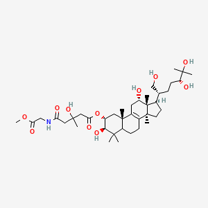 molecular formula C39H65NO11 B1208623 [(2R,3R,10S,12S,13R,14S,17R)-3,12-dihydroxy-4,4,10,13,14-pentamethyl-17-[(2R,5R)-1,5,6-trihydroxy-6-methylheptan-2-yl]-2,3,5,6,7,11,12,15,16,17-decahydro-1H-cyclopenta[a]phenanthren-2-yl] 3-hydroxy-5-[(2-methoxy-2-oxoethyl)amino]-3-methyl-5-oxopentanoate CAS No. 65694-21-5