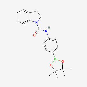 molecular formula C21H25BN2O3 B12086319 N-(4-(4,4,5,5-tetramethyl-1,3,2-dioxaborolan-2-yl)phenyl)indoline-1-carboxamide 