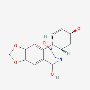 molecular formula C17H19NO5 B1208655 (3S,4aS,11bS,12R)-3-methoxy-4,4a-dihydro-3H,6H-11b,5-ethano[1,3]dioxolo[4,5-j]phenanthridine-6,12-diol 