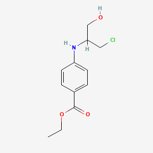 molecular formula C12H16ClNO3 B12086689 Ethyl 4-((2-chloro-1-(hydroxymethyl)ethyl)amino)benzoate CAS No. 182227-96-9