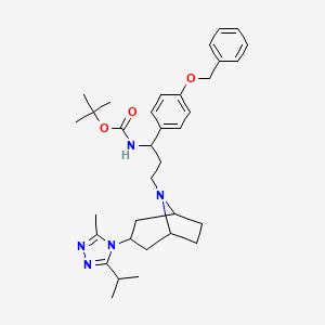 molecular formula C34H47N5O3 B12086748 (1S)-N-tert-Butyloxycarbonyl-1-(4-benzyloxyphenyl)-3-[(3-exo)-3-[3-methyl-5-(1-methylethyl)-4H-1,2,4-triazol-4-yl]-8-azabicyclo[3.2.1]oct-8-yl]propylamine 
