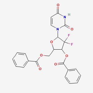 molecular formula C23H18F2N2O7 B12086777 [3-Benzoyloxy-5-(2,4-dioxopyrimidin-1-yl)-4,4-difluorooxolan-2-yl]methyl benzoate 
