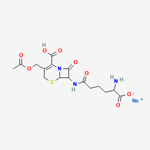 molecular formula C16H20N3NaO8S B12086903 Sodium;6-[[3-(acetyloxymethyl)-2-carboxy-8-oxo-5-thia-1-azabicyclo[4.2.0]oct-2-en-7-yl]amino]-2-amino-6-oxohexanoate 