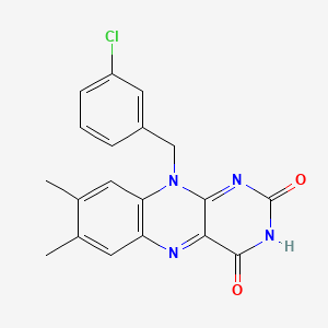 molecular formula C19H15ClN4O2 B1208741 10-[(3-Chlorophenyl)methyl]-7,8-dimethylbenzo[g]pteridine-2,4-dione CAS No. 65424-64-8
