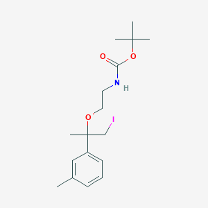molecular formula C17H26INO3 B12087469 tert-Butyl (2-((1-iodo-2-(m-tolyl)propan-2-yl)oxy)ethyl)carbamate 