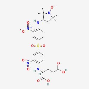 molecular formula C25H30N5O11S- B1208748 2-[2-Nitro-4-[3-nitro-4-[(2,2,5,5-tetramethyl-1-oxidopyrrolidin-3-yl)amino]phenyl]sulfonylanilino]pentanedioic acid CAS No. 92958-30-0