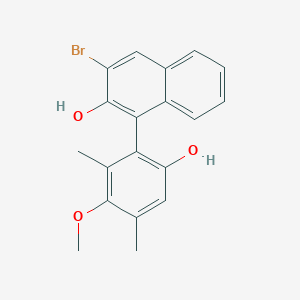 molecular formula C19H17BrO3 B12087652 3-Bromo-1-(6-hydroxy-3-methoxy-2,4-dimethylphenyl)-naphthalen-2-ol 