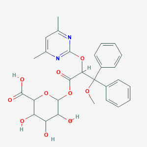 molecular formula C28H30N2O10 B12087659 6-[2-(4,6-Dimethylpyrimidin-2-yl)oxy-3-methoxy-3,3-diphenylpropanoyl]oxy-3,4,5-trihydroxyoxane-2-carboxylic acid 