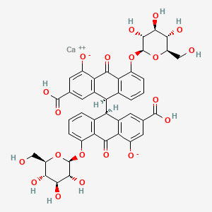 molecular formula C42H36CaO20 B12087691 (R*,R*)-5,5'-bis(beta-D-glucopyranosyloxy)-9,9',10,10'-tetrahydro-4,4'-dihydroxy-10,10'-dioxo[9,9'-bianthracene]-2,2'-dicarboxylic acid, calcium salt CAS No. 52730-36-6