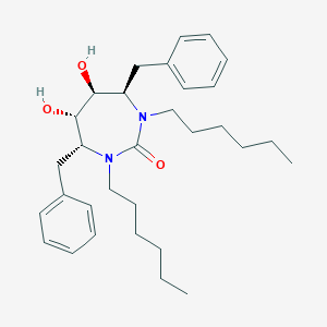 2H-1,3-Diazepin-2-one, 1,3-dihexylhexahydro-5,6-dihydroxy-4,7-bis(phenylmethyl)-, (4R,5S,6S,7R)-