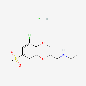 molecular formula C12H17Cl2NO4S B12087801 N-[(5-chloro-7-methylsulfonyl-2,3-dihydro-1,4-benzodioxin-2-yl)methyl]ethanamine;hydrochloride 