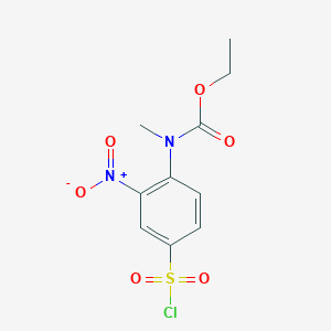 molecular formula C10H11ClN2O6S B12088016 Ethyl (4-(chlorosulfonyl)-2-nitrophenyl)(methyl)carbamate 