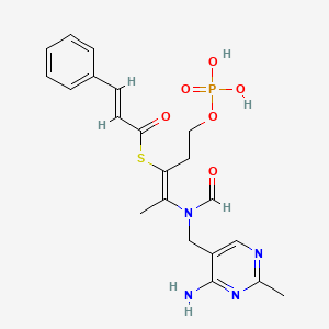 molecular formula C21H25N4O6PS B12088103 S-(2-(N-((4-Amino-2-methylpyrimidin-5-yl)methyl)formamido)-5-(phosphonooxy)pent-2-en-3-yl) 3-phenylprop-2-enethioate CAS No. 751-21-3