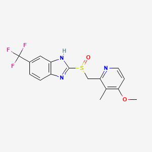 molecular formula C16H14F3N3O2S B1208815 2-((3-Methyl-4-methoxy-2-pyridylmethyl)sulfinyl)-5-trifluoromethyl-1H-benzimidazole CAS No. 86604-68-4