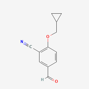 molecular formula C12H11NO2 B12088286 2-(Cyclopropylmethoxy)-5-formylbenzonitrile 