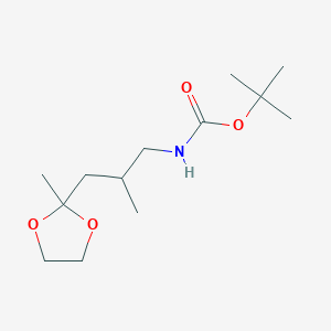 molecular formula C13H25NO4 B12088366 tert-butyl N-[2-methyl-3-(2-methyl-1,3-dioxolan-2-yl)propyl]carbamate 