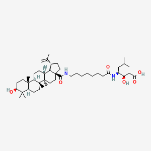 molecular formula C46H78N2O6 B1208837 (3R,4S)-4-[8-[[(1R,3aS,5aR,5bR,7aR,9S,11aR,11bR,13aR,13bR)-9-hydroxy-5a,5b,8,8,11a-pentamethyl-1-prop-1-en-2-yl-1,2,3,4,5,6,7,7a,9,10,11,11b,12,13,13a,13b-hexadecahydrocyclopenta[a]chrysene-3a-carbonyl]amino]octanoylamino]-3-hydroxy-6-methylheptanoic acid CAS No. 174847-98-4