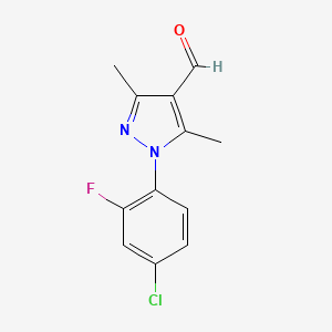 molecular formula C12H10ClFN2O B12088393 1-(4-Chloro-2-fluorophenyl)-3,5-dimethyl-1H-pyrazole-4-carbaldehyde 