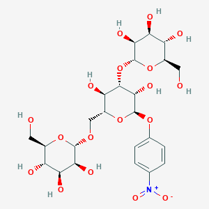 molecular formula C24H35NO18 B12088415 alpha-D-Mannopyranoside, 4-nitrophenyl O-alpha-D-mannopyranosyl-(1-->3)-O-[alpha-D-mannopyranosyl-(1-->6)]- CAS No. 443346-78-9