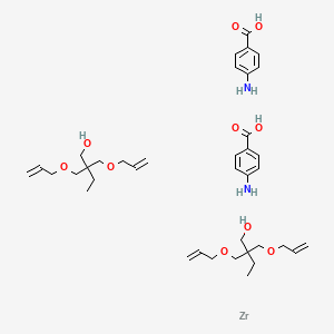molecular formula C38H58N2O10Zr B12088640 Zirconium, bis(4-aminobenzoato-kappaO)bis2,2-bis(2-propenyloxy)methyl-1-butanolato-kappaO-, (T-4)- 