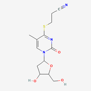 molecular formula C13H17N3O4S B12088665 3-[1-[4-Hydroxy-5-(hydroxymethyl)oxolan-2-yl]-5-methyl-2-oxopyrimidin-4-yl]sulfanylpropanenitrile 