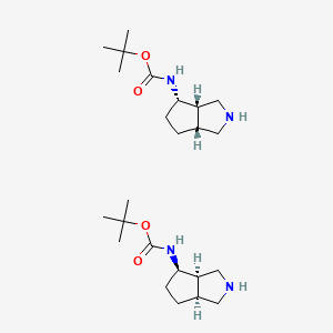 molecular formula C24H44N4O4 B12089098 tert-butyl N-[(3aS,4S,6aR)-1,2,3,3a,4,5,6,6a-octahydrocyclopenta[c]pyrrol-4-yl]carbamate;tert-butyl N-[(3aR,4R,6aS)-1,2,3,3a,4,5,6,6a-octahydrocyclopenta[c]pyrrol-4-yl]carbamate 