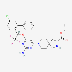 molecular formula C29H31ClF3N5O3 B12089105 Ethyl 8-[2-amino-6-[1-(4-chloro-2-phenylphenyl)-2,2,2-trifluoroethoxy]pyrimidin-4-yl]-2,8-diazaspiro[4.5]decane-3-carboxylate 