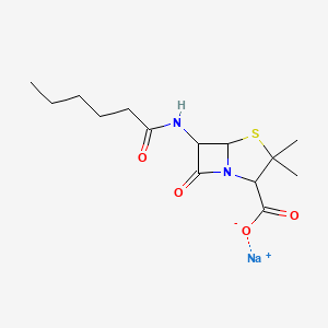 molecular formula C14H21N2NaO4S B12089308 Sodium 6-hexanamidopenicillanate CAS No. 575-47-3