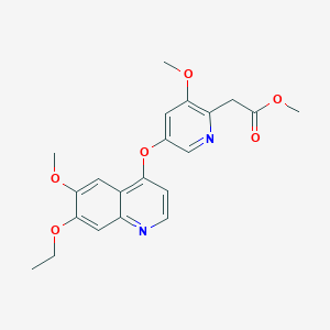 molecular formula C21H22N2O6 B12089321 Methyl 2-(5-((7-ethoxy-6-methoxyquinolin-4-yl)oxy)-3-methoxypyridin-2-yl)acetate 