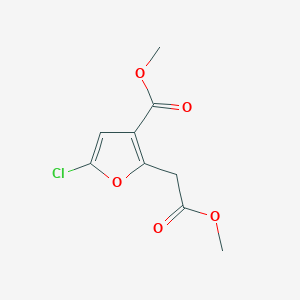molecular formula C9H9ClO5 B12089333 Methyl 5-chloro-2-(2-methoxy-2-oxoethyl)-3-furoate 