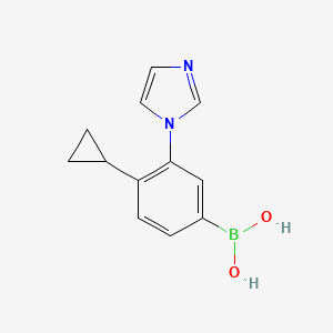 molecular formula C12H13BN2O2 B12089389 Boronic acid, B-[4-cyclopropyl-3-(1H-imidazol-1-yl)phenyl]- CAS No. 2225175-25-5