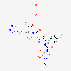 molecular formula C25H31N9O10S2 B12089499 7-[[2-[(4-Ethyl-2,3-dioxopiperazine-1-carbonyl)amino]-2-(4-hydroxyphenyl)acetyl]amino]-3-[(1-methyltetrazol-5-yl)sulfanylmethyl]-8-oxo-5-thia-1-azabicyclo[4.2.0]oct-2-ene-2-carboxylic acid;dihydrate 