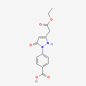 molecular formula C14H14N2O5 B12089658 4-[3-(2-ethoxy-2-oxoethyl)-5-oxo-2,5-dihydro-1H-pyrazol-1-yl]benzoic acid 