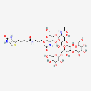molecular formula C47H79N5O28S B12089724 N-[3-[3-acetamido-5-[3-acetamido-5-[3,5-dihydroxy-4-[3,4,5-trihydroxy-6-(hydroxymethyl)oxan-2-yl]oxy-6-[[3,4,5-trihydroxy-6-(hydroxymethyl)oxan-2-yl]oxymethyl]oxan-2-yl]oxy-4-hydroxy-6-(hydroxymethyl)oxan-2-yl]oxy-4-hydroxy-6-(hydroxymethyl)oxan-2-yl]oxypropyl]-5-(2-oxo-1,3,3a,4,6,6a-hexahydrothieno[3,4-d]imidazol-4-yl)pentanamide 