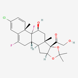 molecular formula C24H29ClF2O5 B1208985 1-[(1S,2S,4S,8S,9S,11S,13S)-16-chloro-12,19-difluoro-11-hydroxy-6,6,9,13-tetramethyl-5,7-dioxapentacyclo[10.8.0.02,9.04,8.013,18]icosa-14,16,18-trien-8-yl]-2-hydroxyethanone 