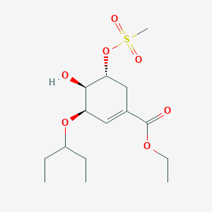 molecular formula C15H26O7S B120900 （3R,4R,5R）-4-羟基-5-甲磺酰氧基-3-戊-3-氧基环己烯-1-羧酸乙酯 CAS No. 204254-92-2