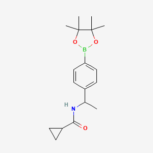 molecular formula C18H26BNO3 B12090048 Cyclopropanecarboxylic acid {1-[4-(4,4,5,5-tetramethyl-[1,3,2]dioxaborolan-2-yl)-phenyl]-ethyl}-amide 