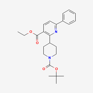 molecular formula C24H30N2O4 B12090276 Ethyl 2-[1-[(2-methylpropan-2-yl)oxycarbonyl]piperidin-4-yl]-6-phenylpyridine-3-carboxylate 