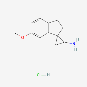molecular formula C12H16ClNO B12090309 6'-Methoxy-2',3'-dihydrospiro[cyclopropane-1,1'-indene]-2-amine hydrochloride 