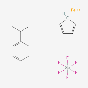 molecular formula C14H17F6FeSb B12090621 ((c)(2)-cumene)-((c)(2)-cyclopentadienyl)iron(II) hexafluoroantimonate 