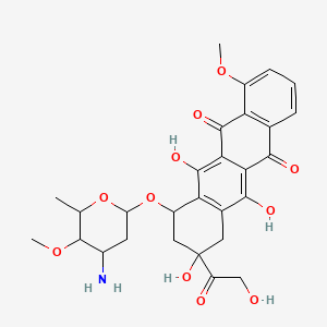 7-(4-amino-5-methoxy-6-methyl-tetrahydropyran-2-yl)oxy-6,9,11-trihydroxy-9-(2-hydroxyacetyl)-4-methoxy-8,10-dihydro-7H-tetracene-5,12-dione
