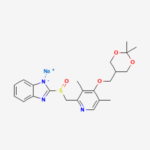 molecular formula C22H26N3NaO4S B12090848 sodium;2-[[4-[(2,2-dimethyl-1,3-dioxan-5-yl)methoxy]-3,5-dimethylpyridin-2-yl]methylsulfinyl]benzimidazol-1-ide 