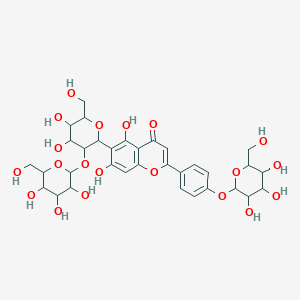 molecular formula C33H40O20 B12090948 6-[4,5-Dihydroxy-6-(hydroxymethyl)-3-[3,4,5-trihydroxy-6-(hydroxymethyl)oxan-2-yl]oxyoxan-2-yl]-5,7-dihydroxy-2-[4-[3,4,5-trihydroxy-6-(hydroxymethyl)oxan-2-yl]oxyphenyl]chromen-4-one 