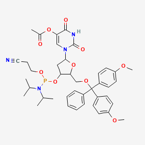 molecular formula C41H49N4O10P B12090961 [1-[5-[[Bis(4-methoxyphenyl)-phenylmethoxy]methyl]-4-[2-cyanoethoxy-[di(propan-2-yl)amino]phosphanyl]oxyoxolan-2-yl]-2,4-dioxopyrimidin-5-yl] acetate 