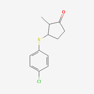 molecular formula C12H13ClOS B12091005 3-[(4-Chlorophenyl)sulfanyl]-2-methylcyclopentan-1-one 