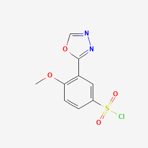 molecular formula C9H7ClN2O4S B12091120 4-Methoxy-3-(1,3,4-oxadiazol-2-yl)benzene-1-sulfonyl chloride 