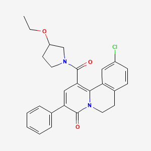 molecular formula C26H25ClN2O3 B12091271 10-Chloro-1-(3-ethoxypyrrolidine-1-carbonyl)-3-phenyl-6,7-dihydro-4H-pyrido[2,1-a]isoquinolin-4-one 