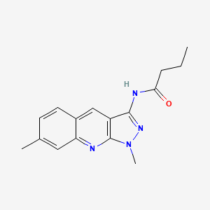 molecular formula C16H18N4O B1209138 N-(1,7-dimethyl-3-pyrazolo[3,4-b]quinolinyl)butanamide 