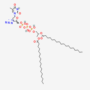 molecular formula C49H90N5O17P3 B1209145 [3-[[[[(2S,3S,5R)-3-azido-5-(5-methyl-2,4-dioxo-pyrimidin-1-yl)tetrahydrofuran-2-yl]methoxy-hydroxy-phosphoryl]oxy-hydroxy-phosphoryl]oxy-hydroxy-phosphoryl]oxy-2-octadecanoyloxy-propyl] octadecanoate 