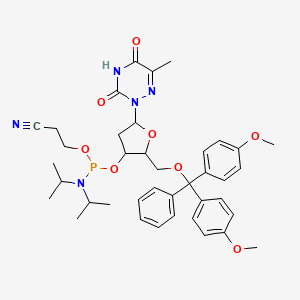 molecular formula C39H48N5O8P B12091550 3-[[2-[[Bis(4-methoxyphenyl)-phenylmethoxy]methyl]-5-(6-methyl-3,5-dioxo-1,2,4-triazin-2-yl)oxolan-3-yl]oxy-[di(propan-2-yl)amino]phosphanyl]oxypropanenitrile 